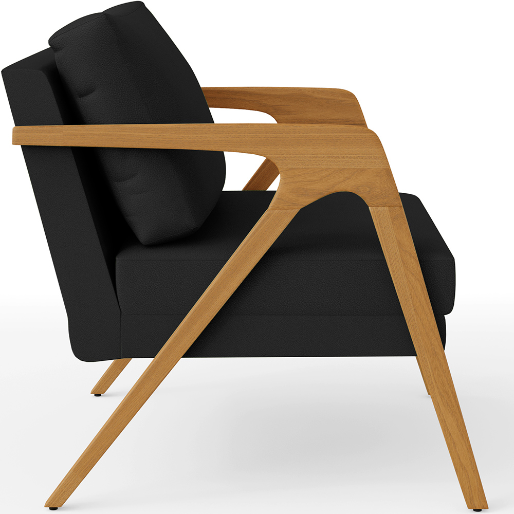 Poltrona Decorativa Para Sala De Estar Pietra Com Estrutura De Madeira L02 Corano Preto - Lyam Decor