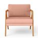 Poltrona Decorativa Para Sala De Estar Pietra Com Estrutura De Madeira L02 Linho Rosê - Lyam Decor