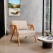 Poltrona Decorativa Para Sala De Estar Pietra Com Estrutura De Madeira L02 Suede Bege - Lyam Decor