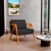 Poltrona Decorativa Para Sala De Estar Pietra Com Estrutura De Madeira L02 Suede Preto - Lyam Decor