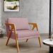 Poltrona Decorativa Para Sala De Estar Pietra Com Estrutura De Madeira L02 Suede Rosê - Lyam Decor