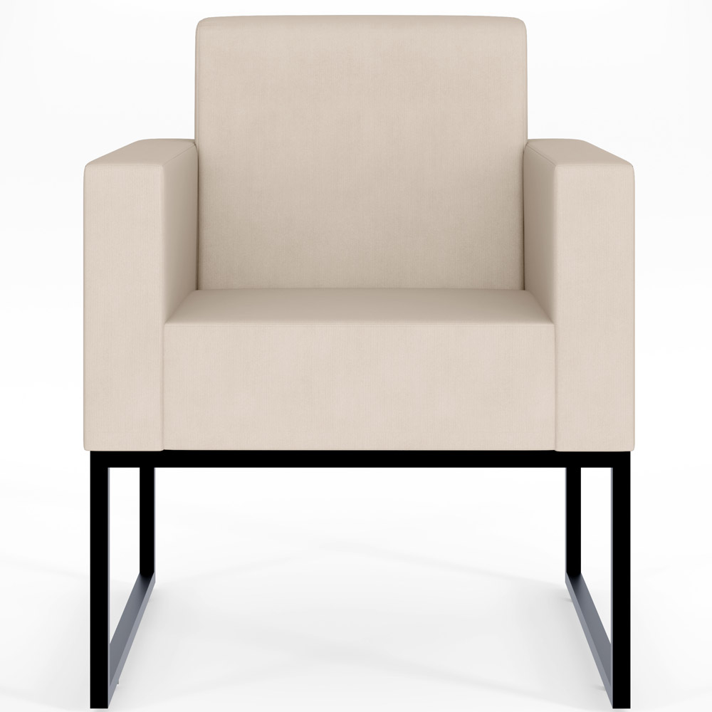 Poltrona Decorativa Para Sala De Estar Recepção Base Fixa De Metal Helô L02 Suede Bege - Lyam Decor