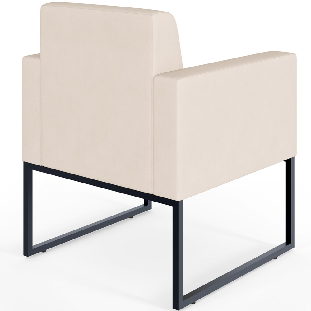 Poltrona Decorativa Para Sala De Estar Recepção Base Fixa De Metal Helô L02 Suede Bege - Lyam Decor