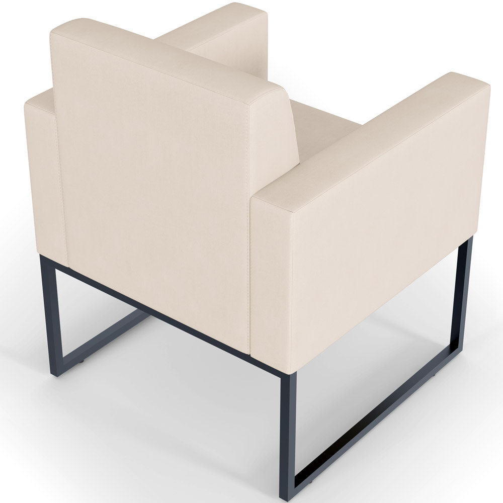 Poltrona Decorativa Para Sala De Estar Recepção Base Fixa De Metal Helô L02 Suede Bege - Lyam Decor