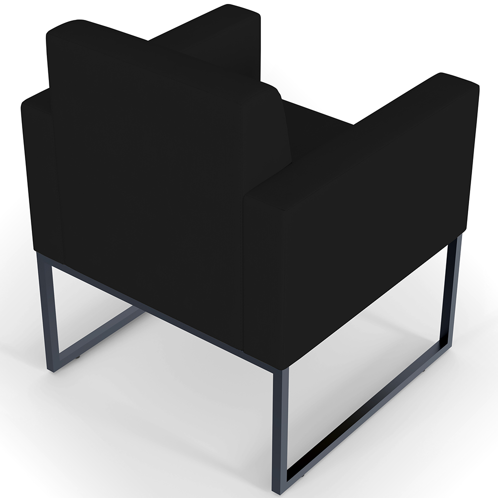 Poltrona Decorativa Para Sala De Estar Recepção Base Fixa De Metal Helô L02 Suede Preto - Lyam Decor