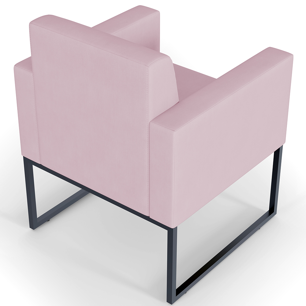 Poltrona Decorativa Para Sala De Estar Recepção Base Fixa De Metal Helô L02 Suede Rosê - Lyam Decor