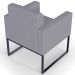 Poltrona Decorativa Para Sala De Estar Recepção Base Fixa De Metal Helô L02 Suede cinza - Lyam Decor