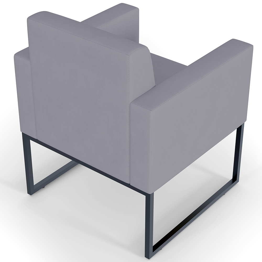 Poltrona Decorativa Para Sala De Estar Recepção Base Fixa De Metal Helô L02 Suede cinza - Lyam Decor