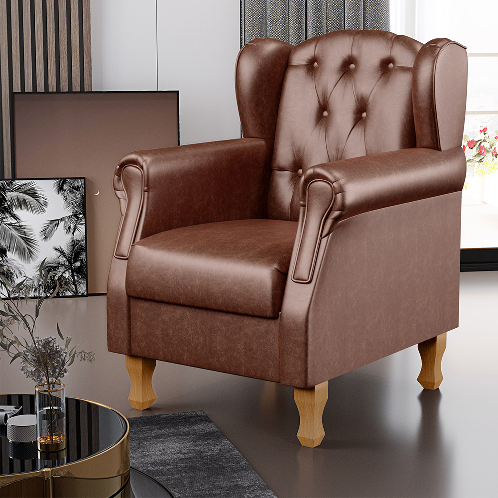 Poltrona Decorativa Para Sala De Estar Yara P02 Couríssimo Marrom - Lyam Decor
