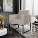 Poltrona Decorativa Para Sala Estar E Recepção Base Fixa De Metal Helô L02 Linho Bege - Lyam Decor