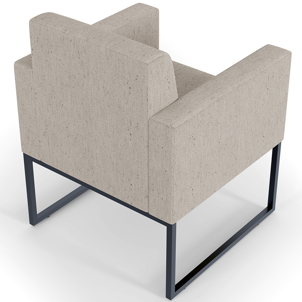 Poltrona Decorativa Para Sala Estar E Recepção Base Fixa De Metal Helô L02 Linho Bege - Lyam Decor