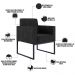 Poltrona Decorativa Para Sala Estar E Recepção Base Fixa De Metal Helô L02 Linho Chumbo - Lyam Decor