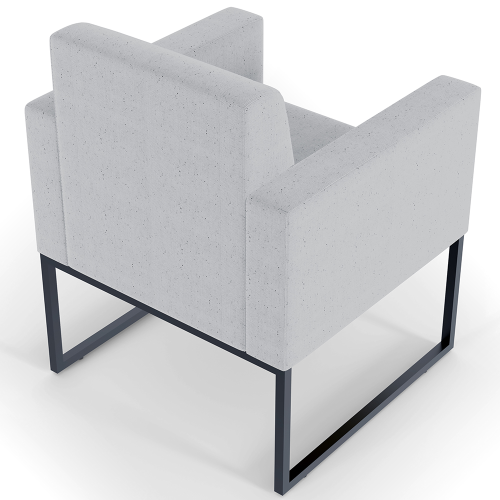 Poltrona Decorativa Para Sala Estar E Recepção Base Fixa De Metal Helô L02 Linho Cinza - Lyam Decor