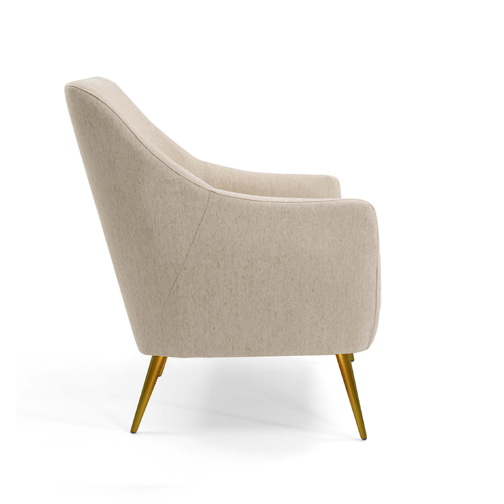 Poltrona Decorativa Para Sala Estar Paloma Pés Palito New Bronze D02 Linho Bege C-129 - Lyam Decor