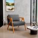Poltrona Decorativa Para Sala Estar Pietra Estrutura De Madeira L02 Linho Cinza Escuro - Lyam Decor