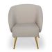 Poltrona Decorativa Para Sala Fixa Pés Palito Duo New Bronze Agnes D02 Linho Bege B-415 - Lyam Decor