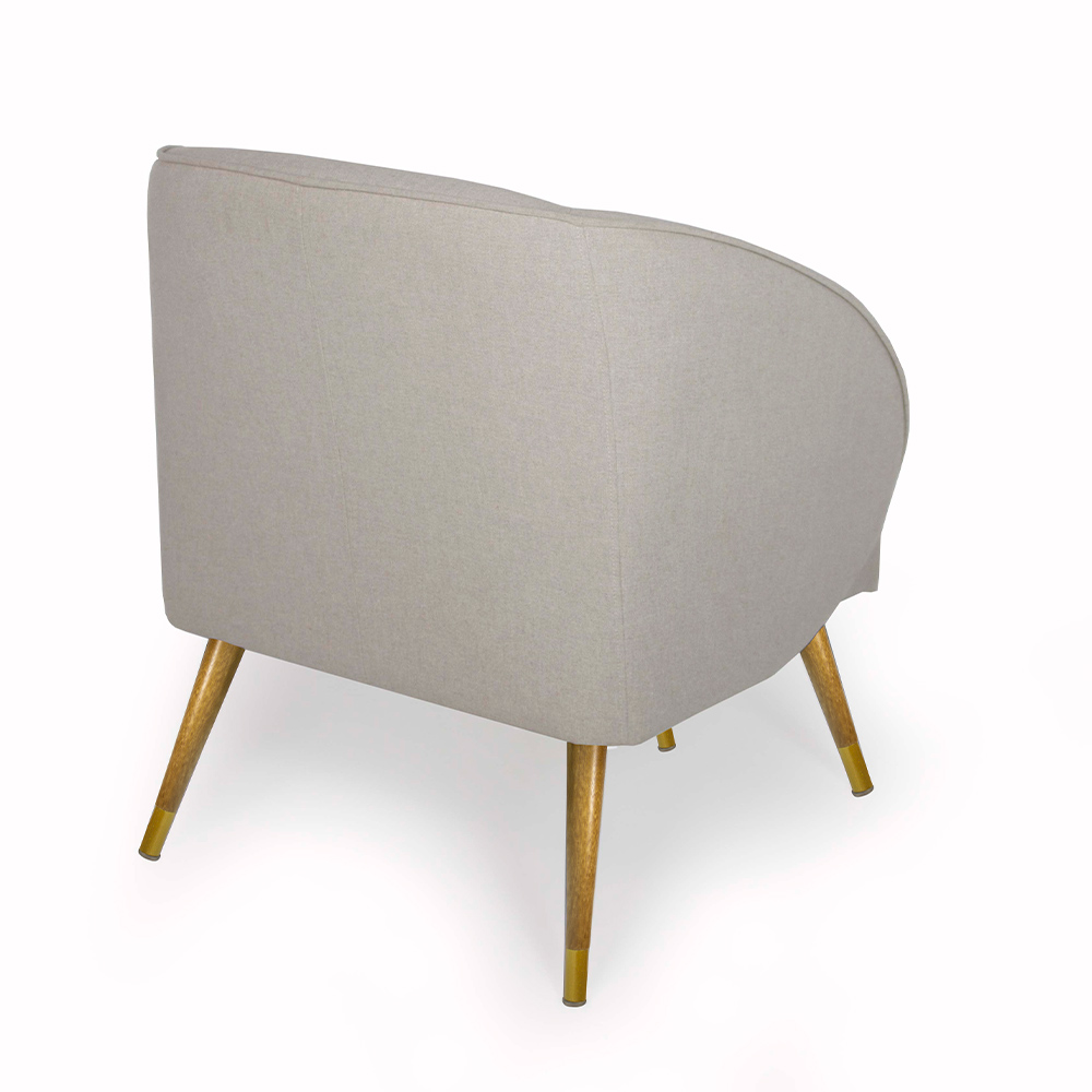 Poltrona Decorativa Para Sala Fixa Pés Palito Duo New Bronze Agnes D02 Linho Bege B-415 - Lyam Decor