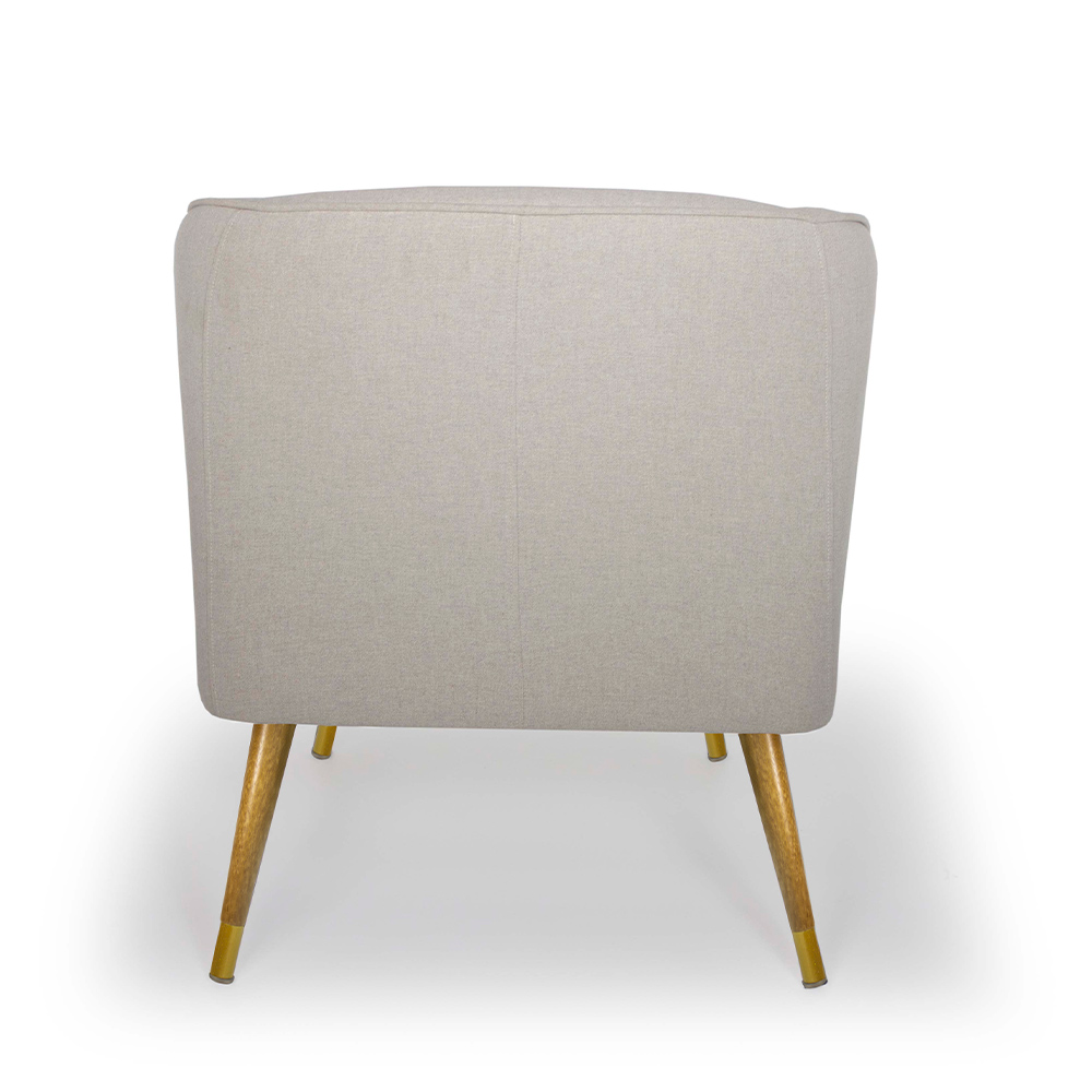 Poltrona Decorativa Para Sala Fixa Pés Palito Duo New Bronze Agnes D02 Linho Bege B-415 - Lyam Decor