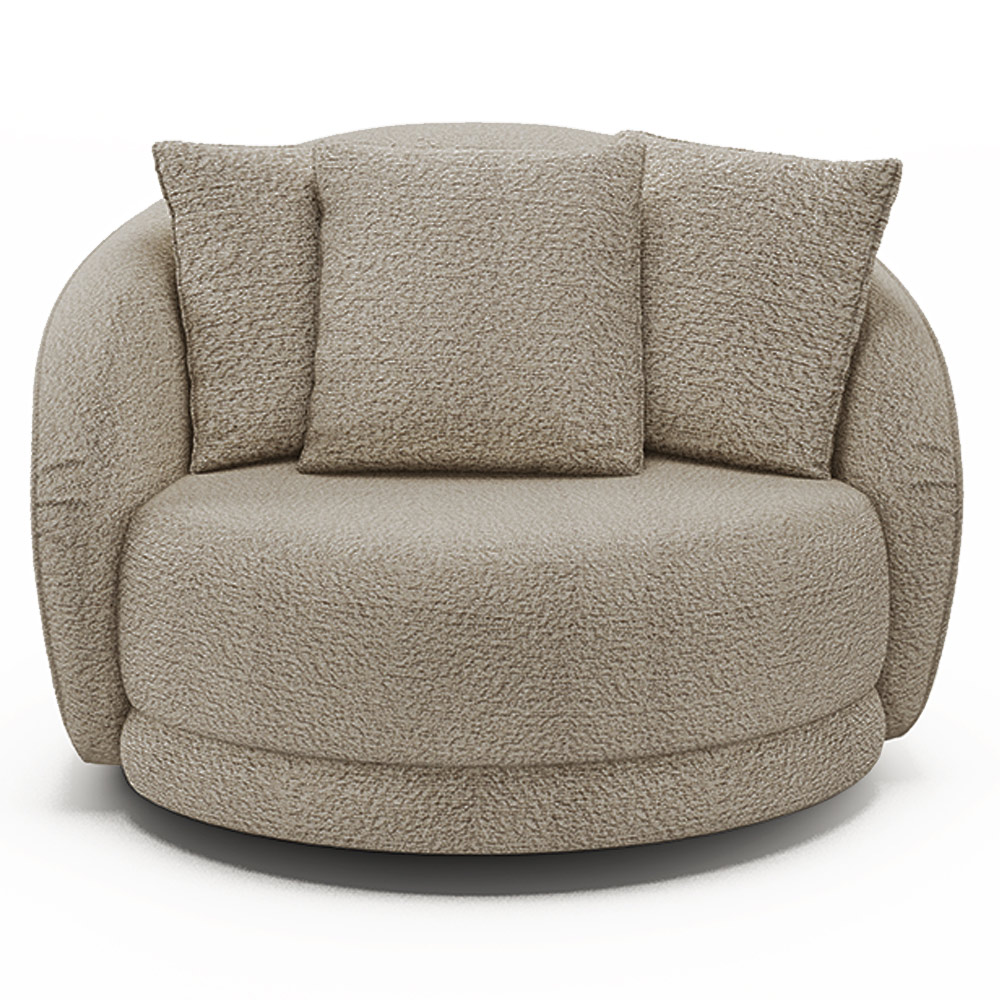 Poltrona Decorativa Para Sala de Estar Base Giratória Witta M03 Bouclê Bege - Lyam Decor