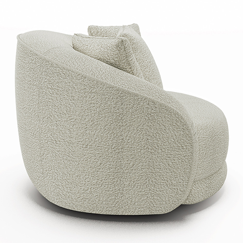 Poltrona Decorativa Para Sala de Estar Base Giratória Witta M03 Bouclê Bege Claro - Lyam Decor