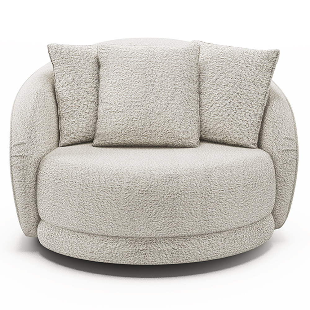 Poltrona Decorativa Para Sala de Estar Base Giratória Witta M03 Bouclê Branco - Lyam Decor