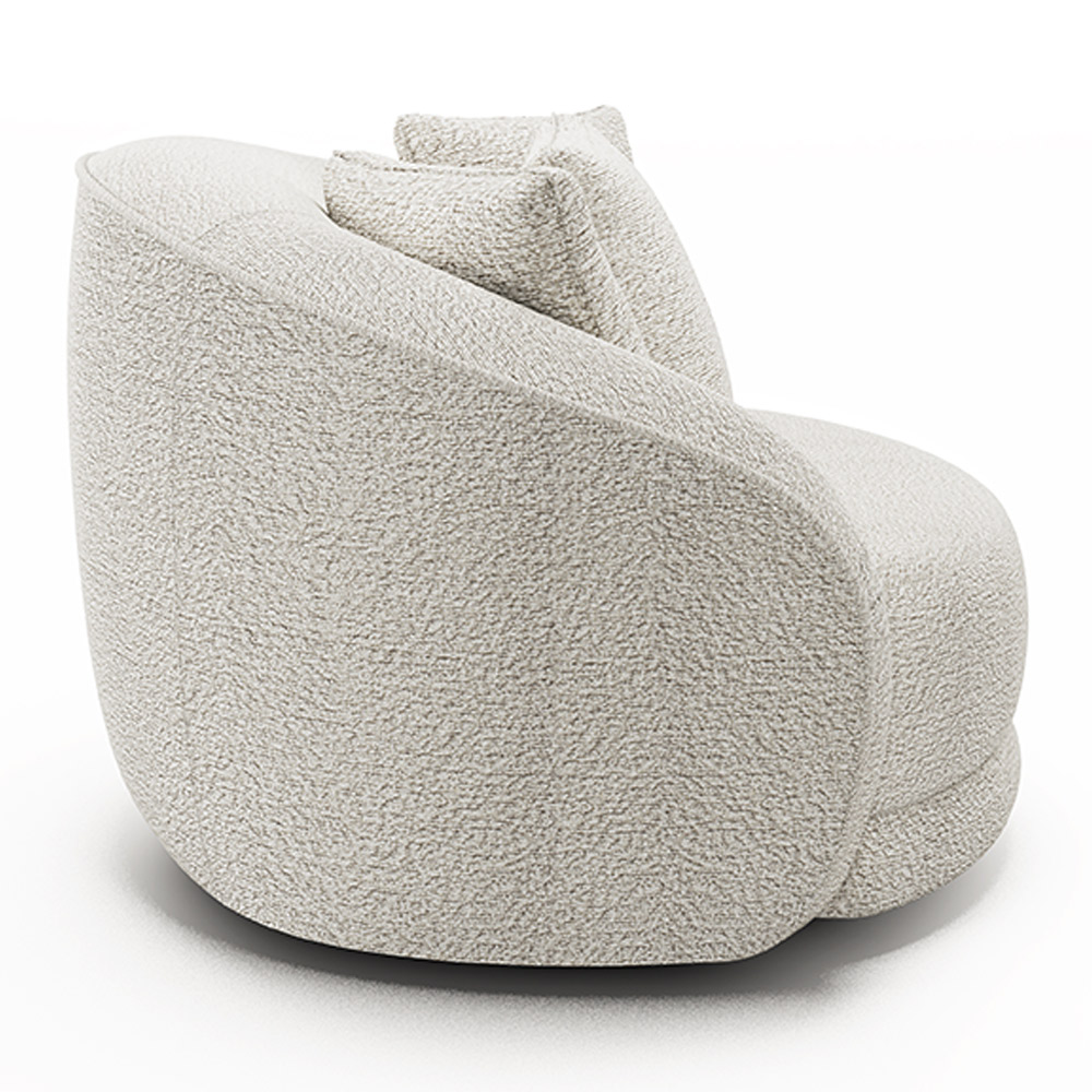 Poltrona Decorativa Para Sala de Estar Base Giratória Witta M03 Bouclê Branco - Lyam Decor