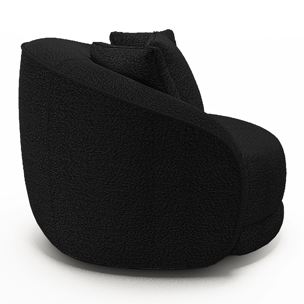 Poltrona Decorativa Para Sala de Estar Base Giratória Witta M03 Bouclê Preto - Lyam Decor
