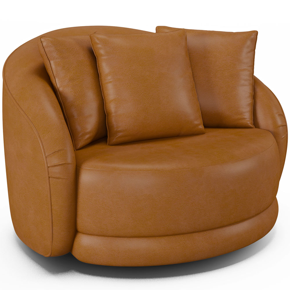 Poltrona Decorativa Para Sala de Estar Base Giratória Witta M03 Couríssimo Whisky - Lyam Decor