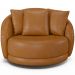 Poltrona Decorativa Para Sala de Estar Base Giratória Witta M03 Couríssimo Whisky - Lyam Decor
