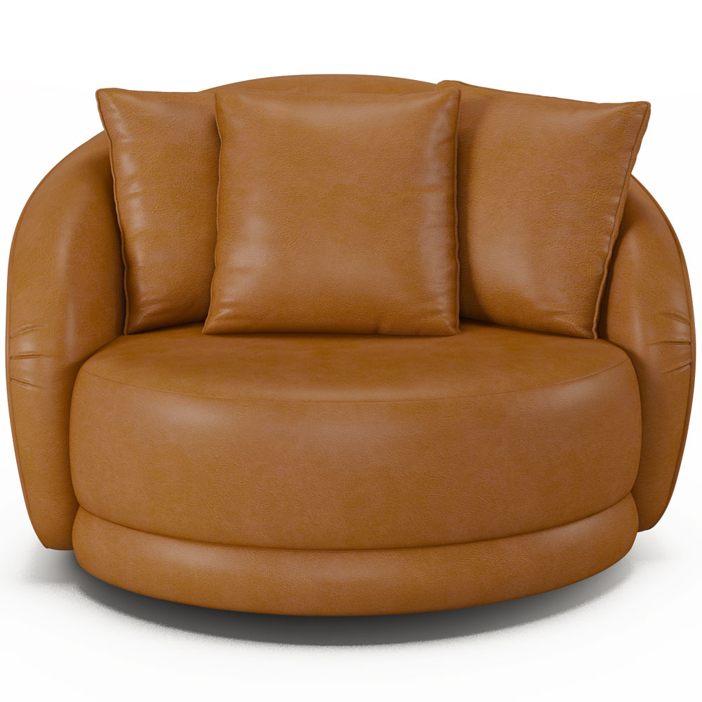 Poltrona Decorativa Para Sala de Estar Base Giratória Witta M03 Couríssimo Whisky - Lyam Decor