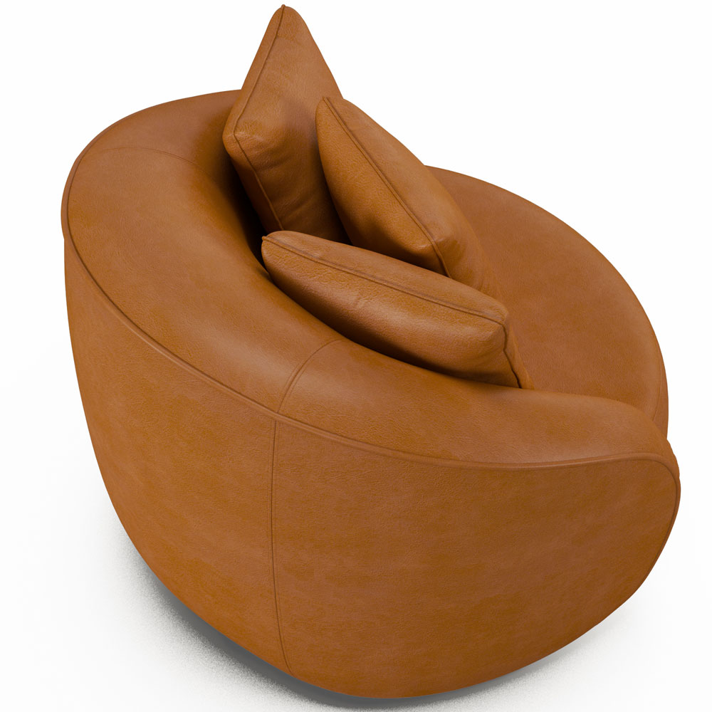 Poltrona Decorativa Para Sala de Estar Base Giratória Witta M03 Couríssimo Whisky - Lyam Decor