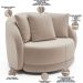 Poltrona Decorativa Para Sala de Estar Base Giratória Witta M03 Veludo Bege - Lyam Decor