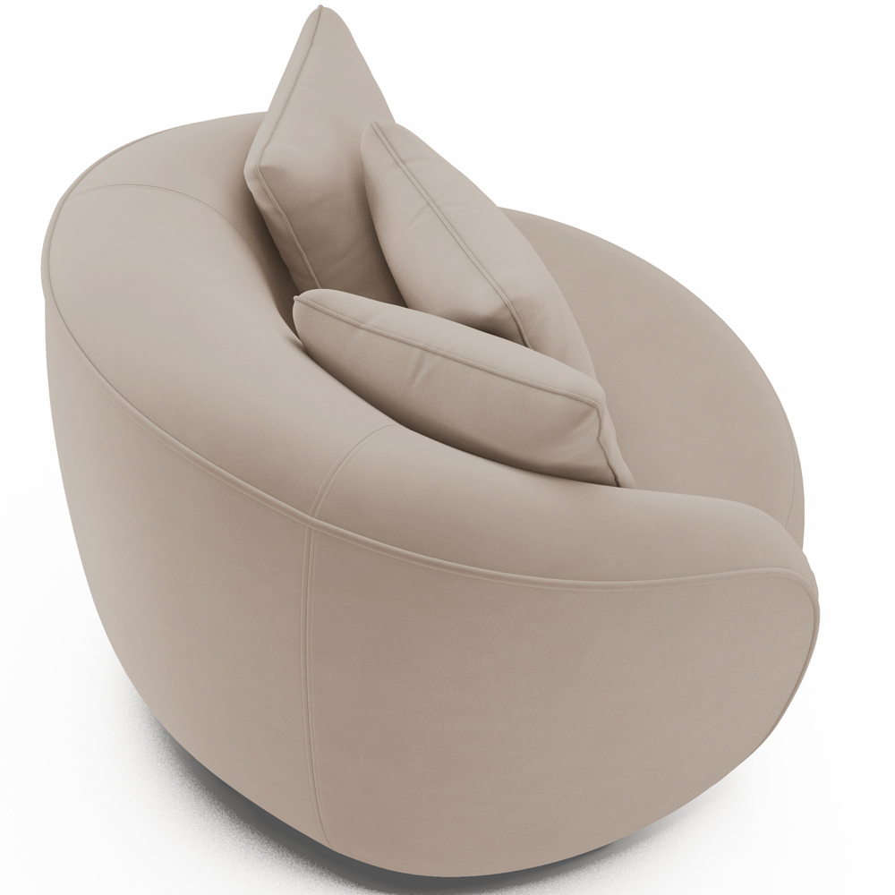 Poltrona Decorativa Para Sala de Estar Base Giratória Witta M03 Veludo Bege - Lyam Decor