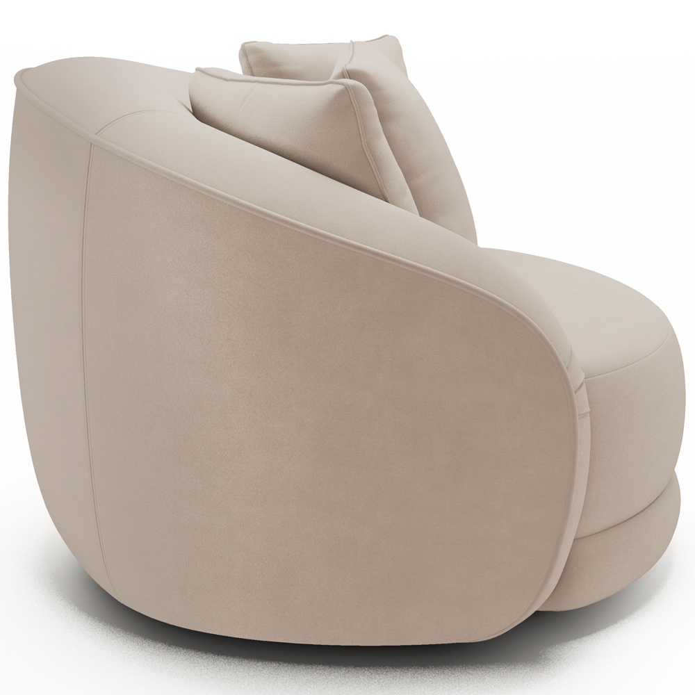 Poltrona Decorativa Para Sala de Estar Base Giratória Witta M03 Veludo Bege - Lyam Decor