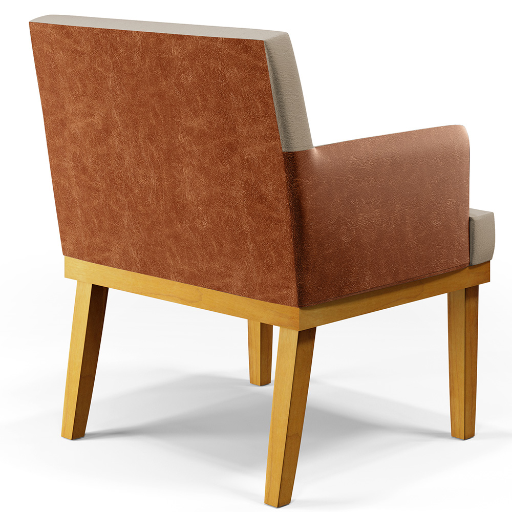 Poltrona Decorativa Para Sala de Estar Base Mel Beatriz W01 Linho Bege Couríssimo Camel - Lyam Decor