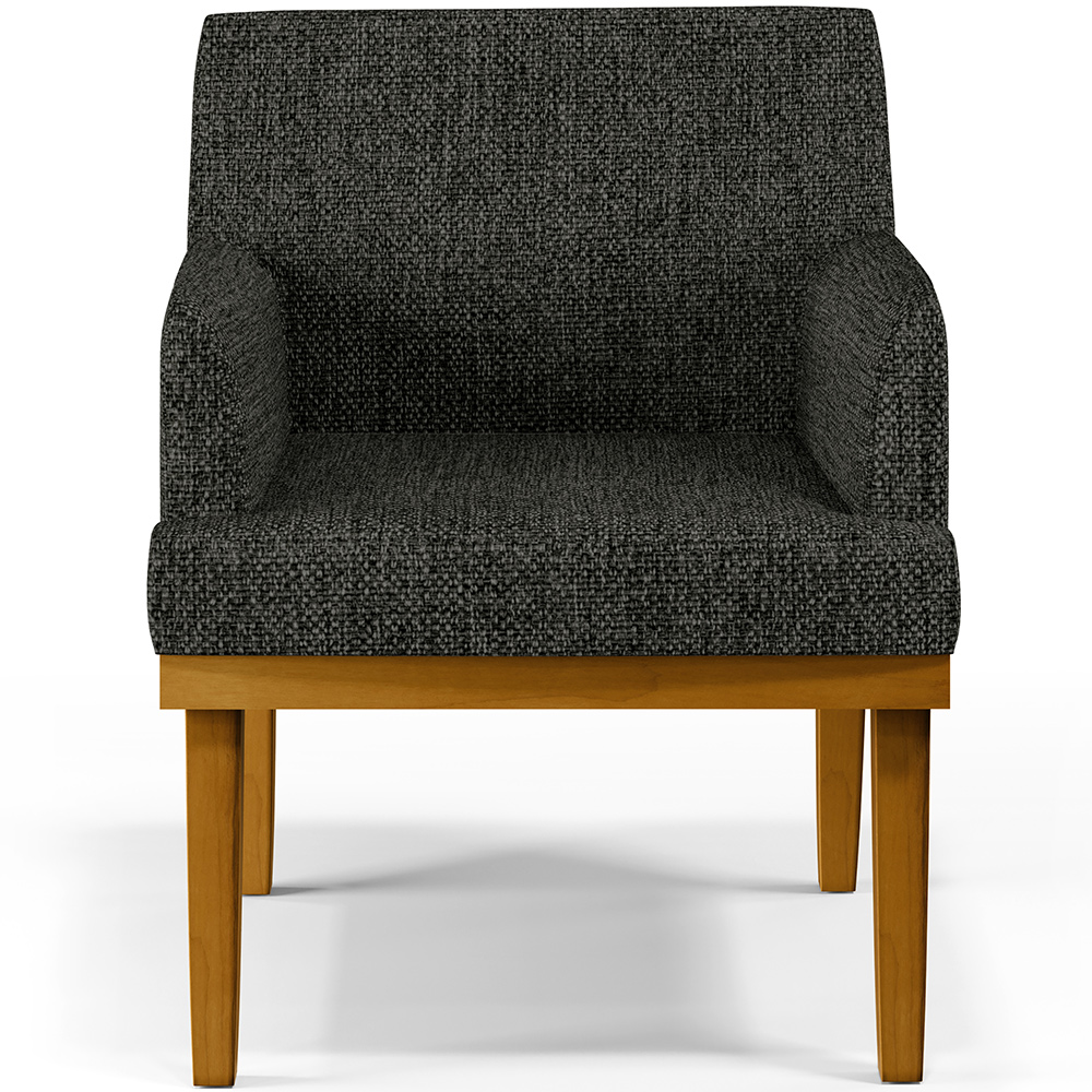 Poltrona Decorativa Para Sala de Estar Base Mel Beatriz W01 Linho Chumbo - Lyam Decor