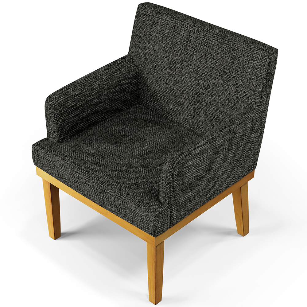 Poltrona Decorativa Para Sala de Estar Base Mel Beatriz W01 Linho Chumbo - Lyam Decor