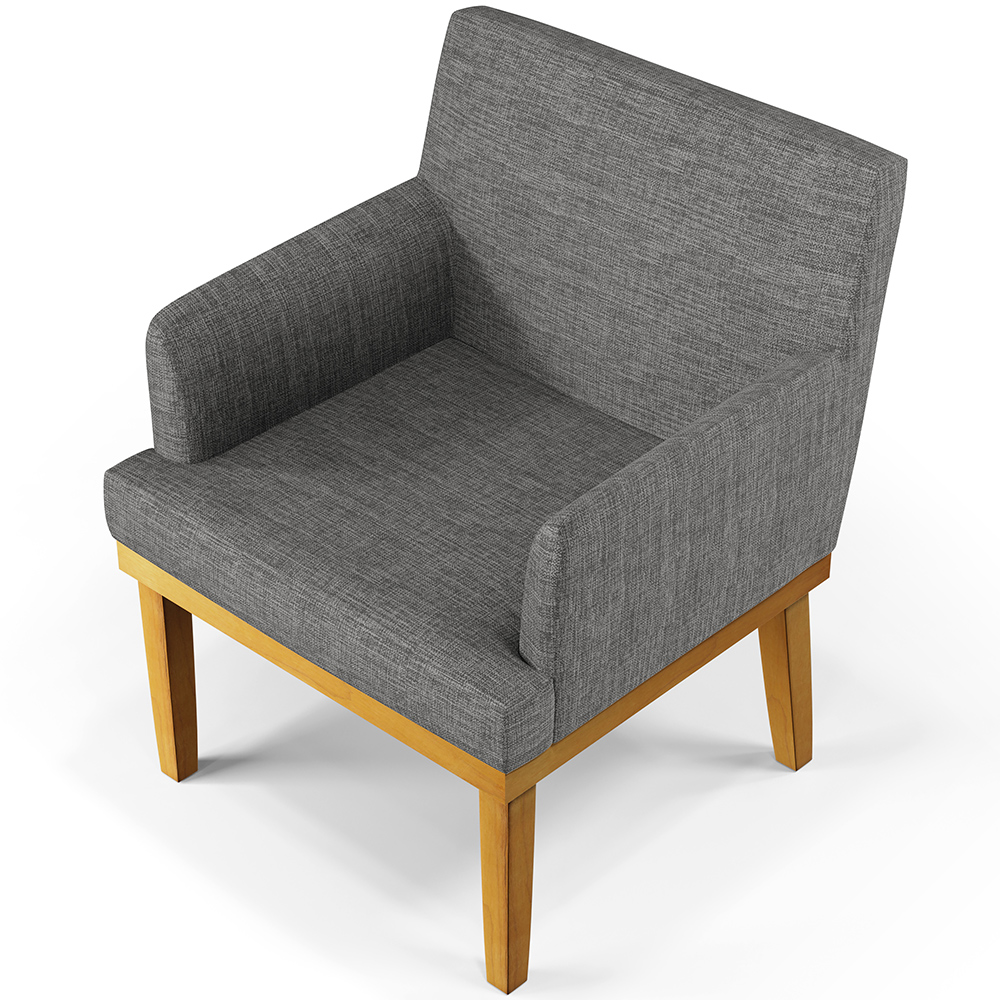Poltrona Decorativa Para Sala de Estar Base Mel Beatriz W01 Linho Cinza Escuro - Lyam Decor