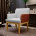 Poltrona Decorativa Para Sala de Estar Beatriz W01 Linho Cinza Couríssimo Camel  - Lyam Decor