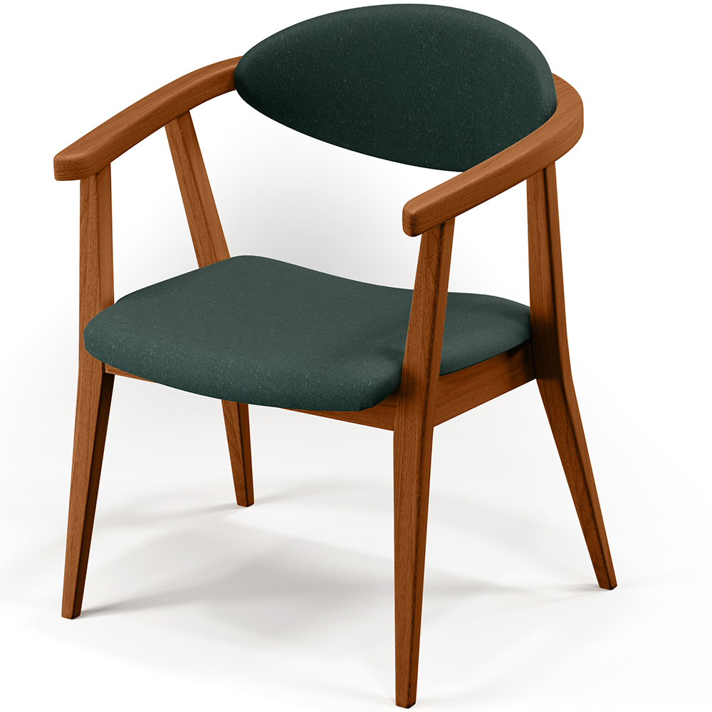 Poltrona Decorativa Para Sala de Estar Cecília B04 Linho Verde Musgo - Lyam Decor