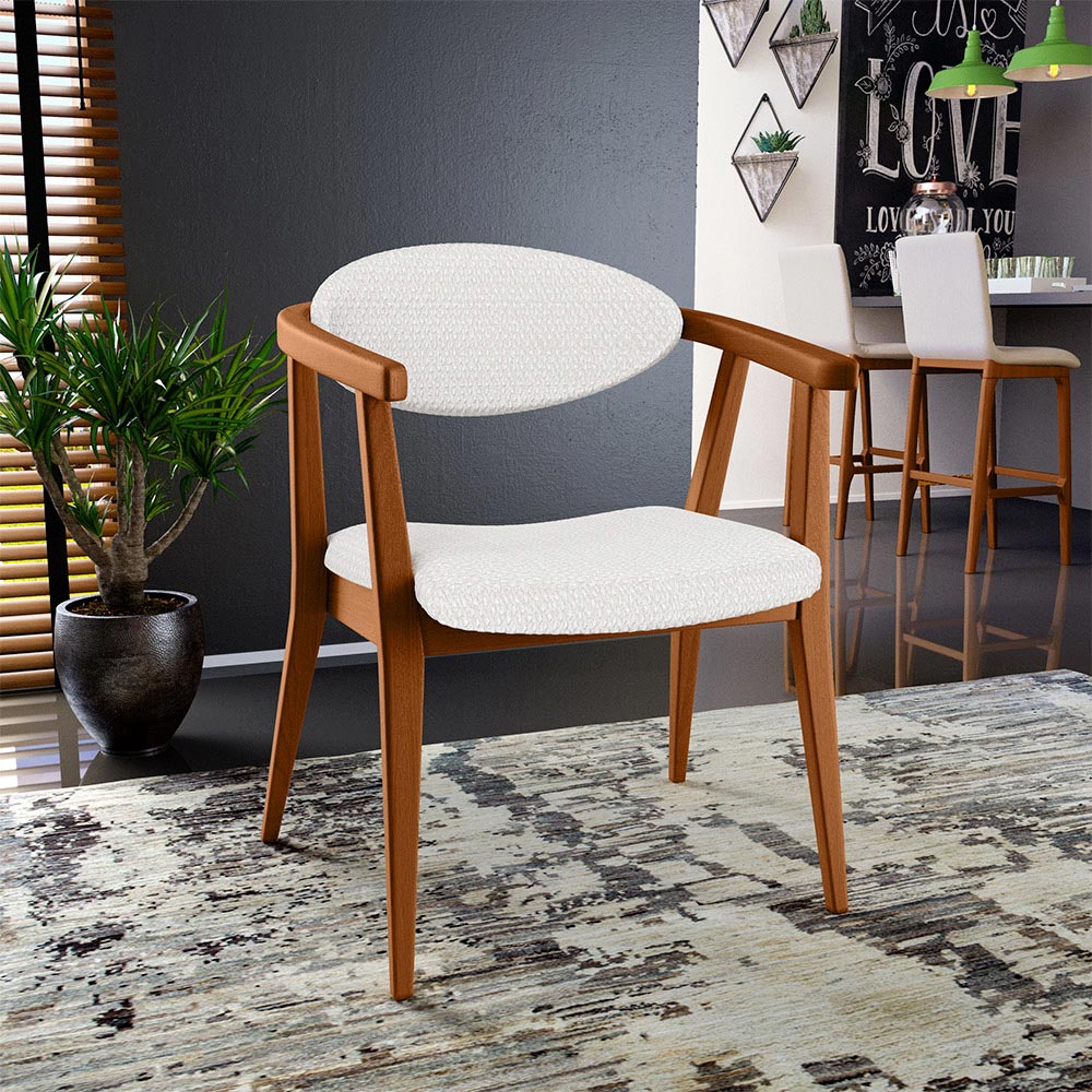 Poltrona Decorativa Para Sala de Estar Cecília L02 Bouclê Cru - Lyam Decor