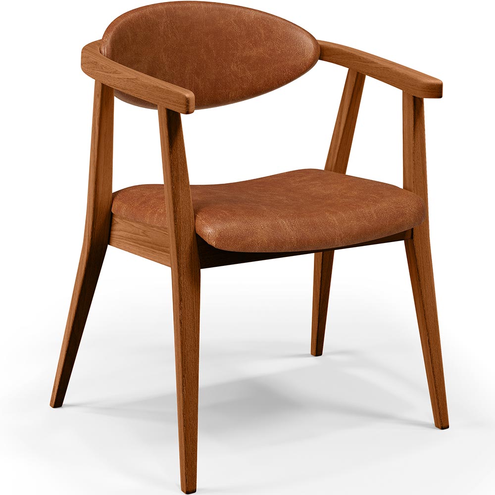 Poltrona Decorativa Para Sala de Estar Cecília L02 Couríssimo Camel - Lyam Decor