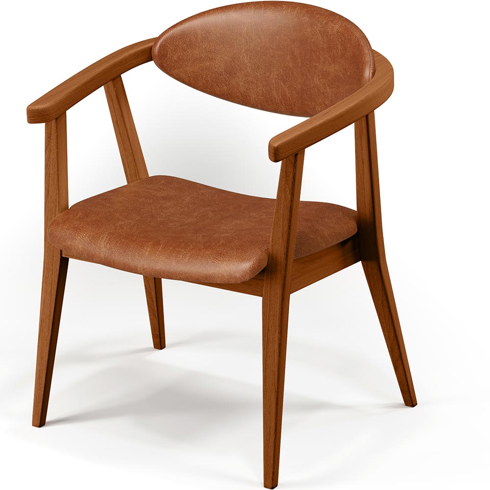 Poltrona Decorativa Para Sala de Estar Cecília L02 Couríssimo Camel - Lyam Decor