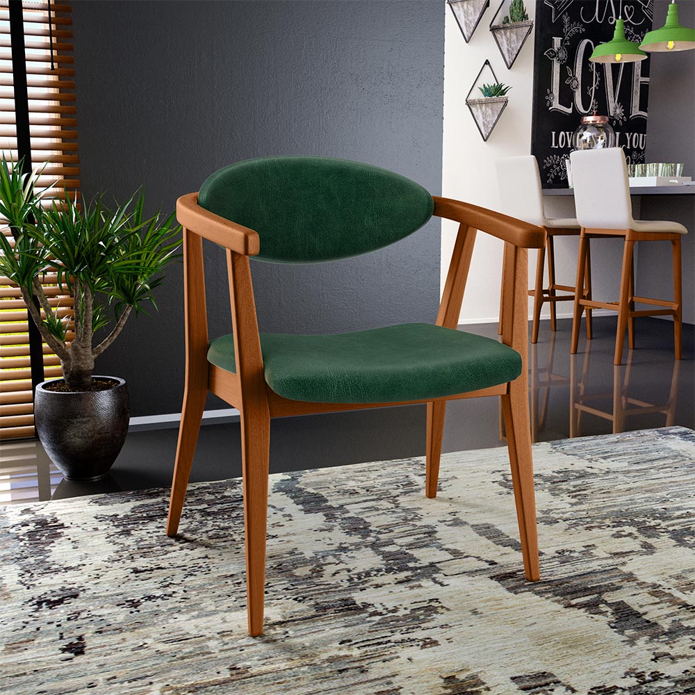 Poltrona Decorativa Para Sala de Estar Cecília L02 Facto Verde Musgo - Lyam Decor