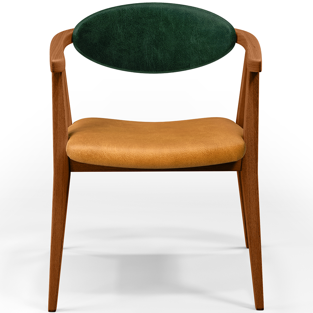 Poltrona Decorativa Para Sala de Estar Cecília L02 Facto Verde Musgo Couríssimo Whisky - Lyam Decor