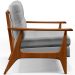 Poltrona Decorativa Para Sala de Estar Encosto Ripado Emília B04 Linho Cinza - Lyam Decor