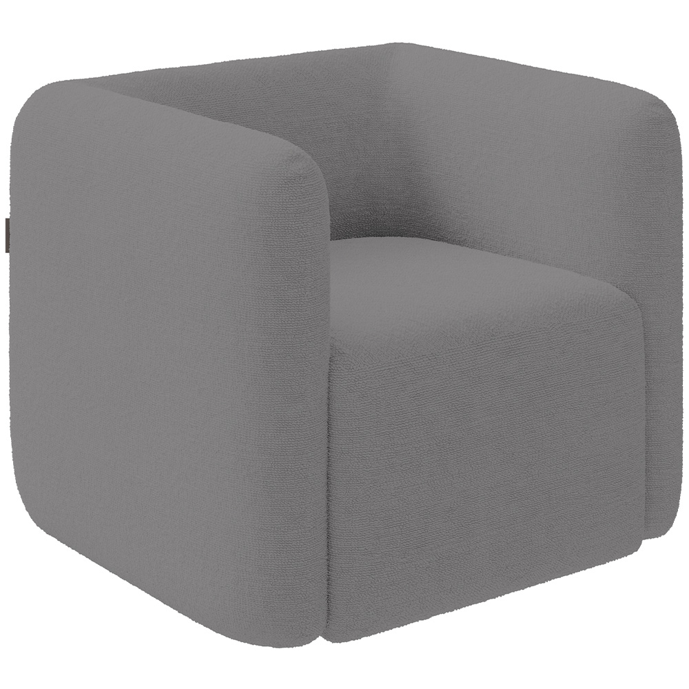 Poltrona Decorativa Para Sala de Estar Fixa Living Peônia K01 Bouclê Cinza - Lyam Decor