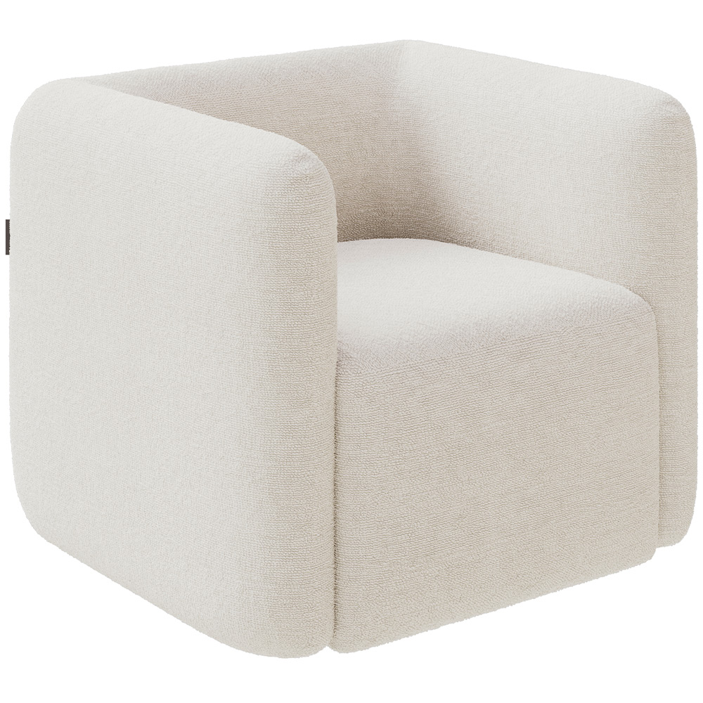 Poltrona Decorativa Para Sala de Estar Fixa Living Peônia K01 Bouclê Creme - Lyam Decor
