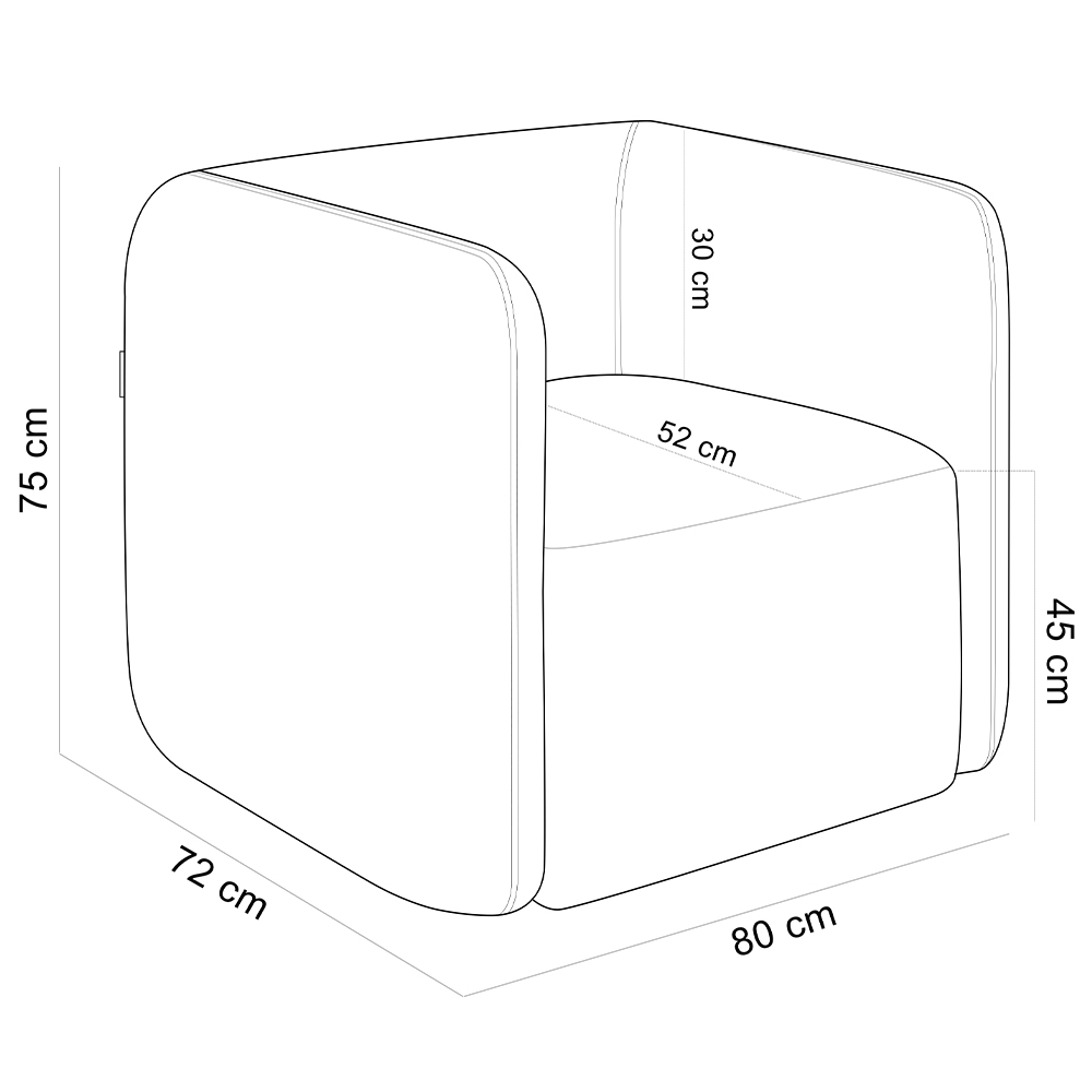 Poltrona Decorativa Para Sala de Estar Fixa Living Peônia K01 Bouclê Creme - Lyam Decor