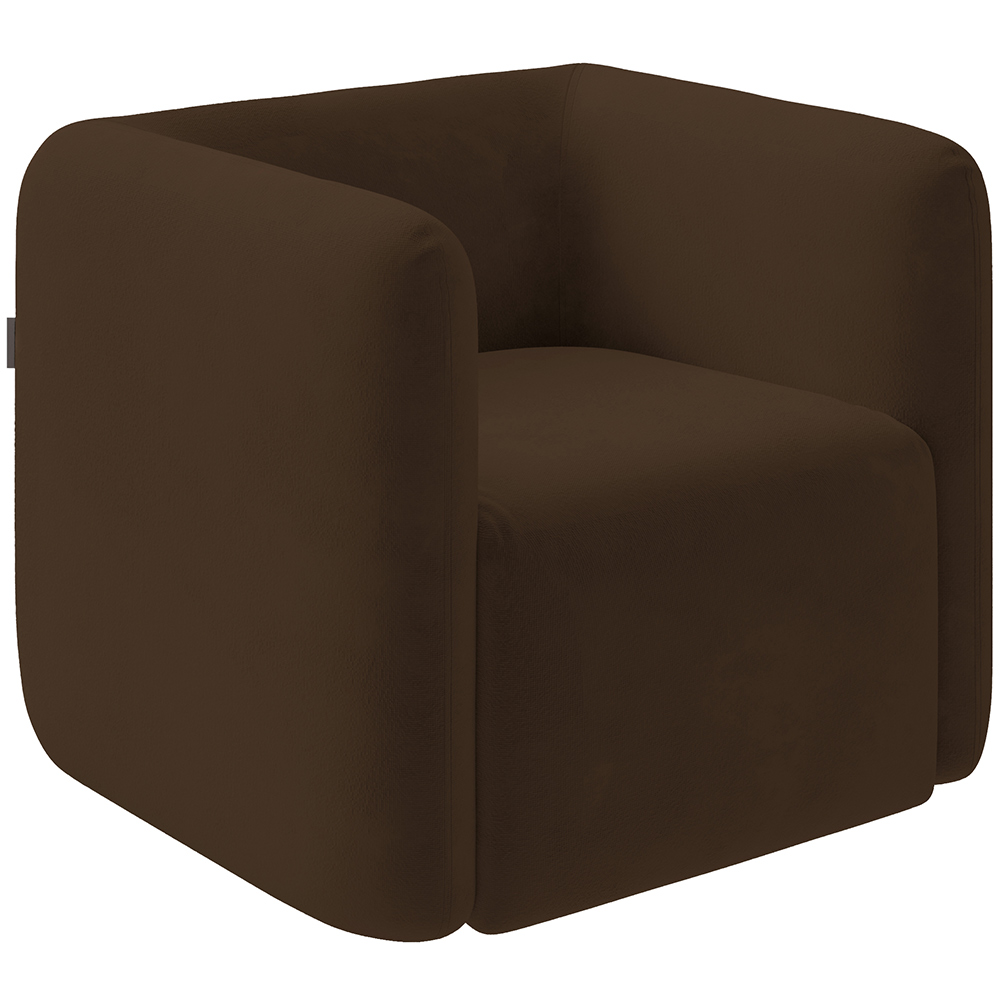 Poltrona Decorativa Para Sala de Estar Fixa Living Peônia K01 Veludo Marrom - Lyam Decor
